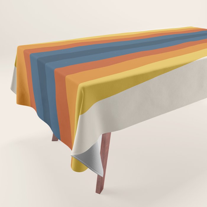 Bright 70's Retro Stripes Tablecloth Gallery Image 1