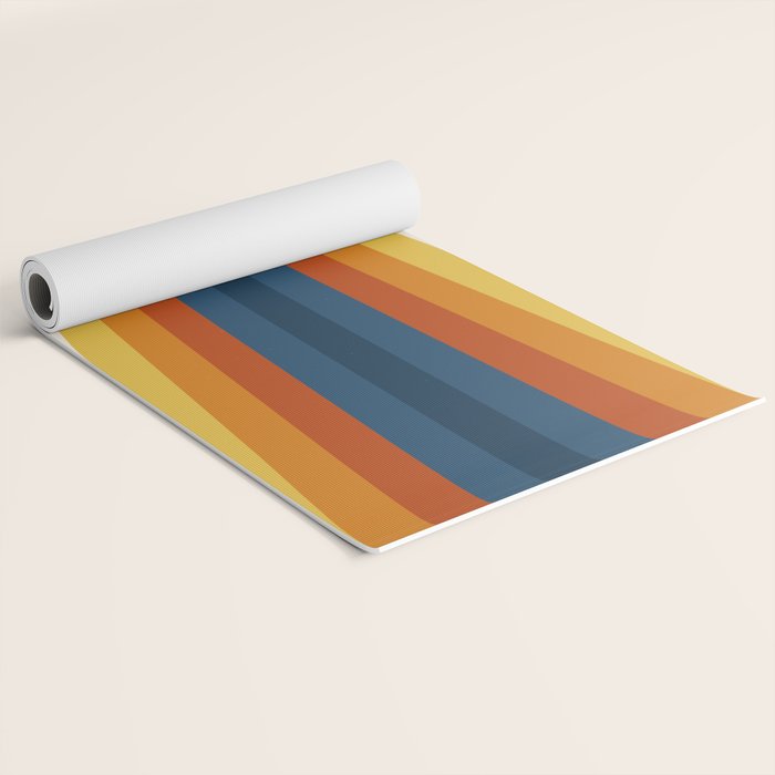 Bright 70's Retro Stripes Yoga Mat Gallery Image 2