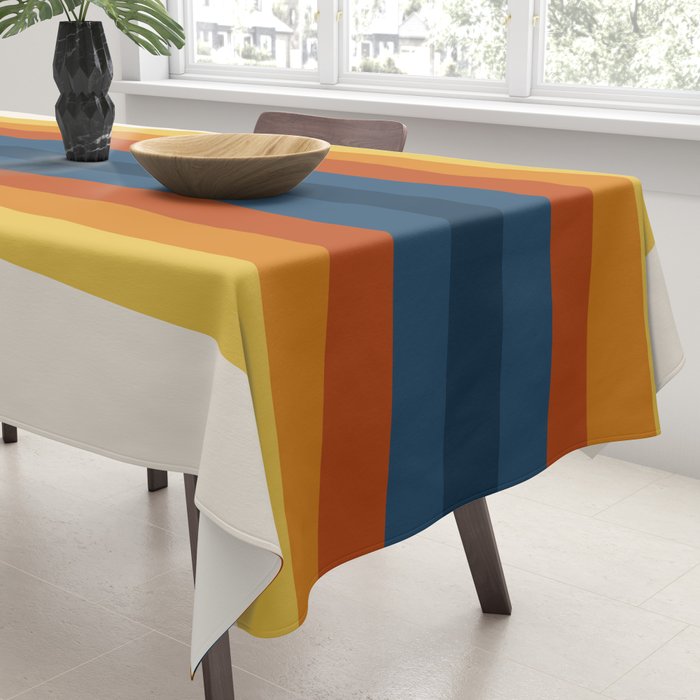 Bright 70's Retro Stripes Tablecloth Gallery Image 3