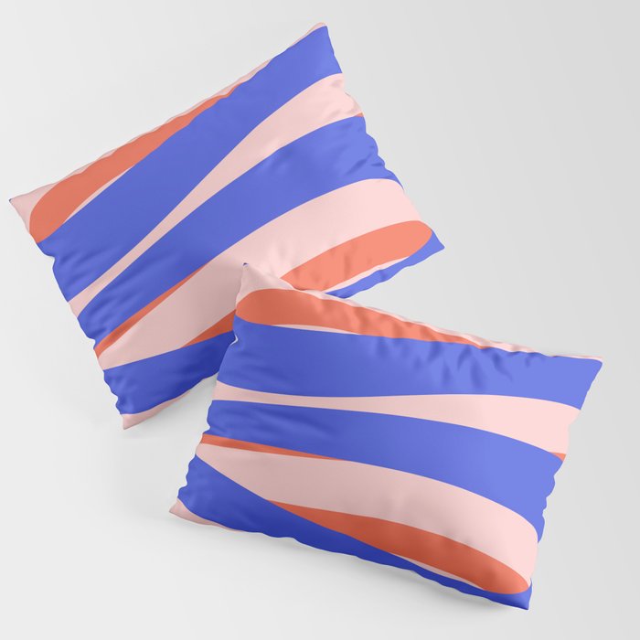 Pop Swirl Wavy Abstract Pattern Royal Blue Pink Red Orange Pillow Sham Gallery Image 3
