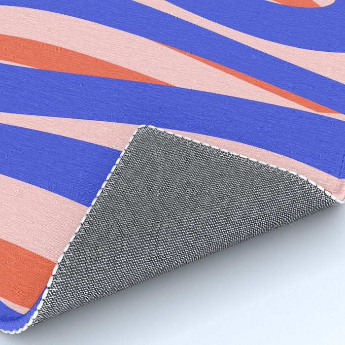 Pop Swirl Wavy Abstract Pattern Royal Blue Pink Red Orange Rug Gallery Image 4