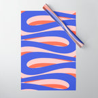 Pop Swirl Wavy Abstract Pattern Royal Blue Pink Red Orange Wrapping Paper Gallery Image 1