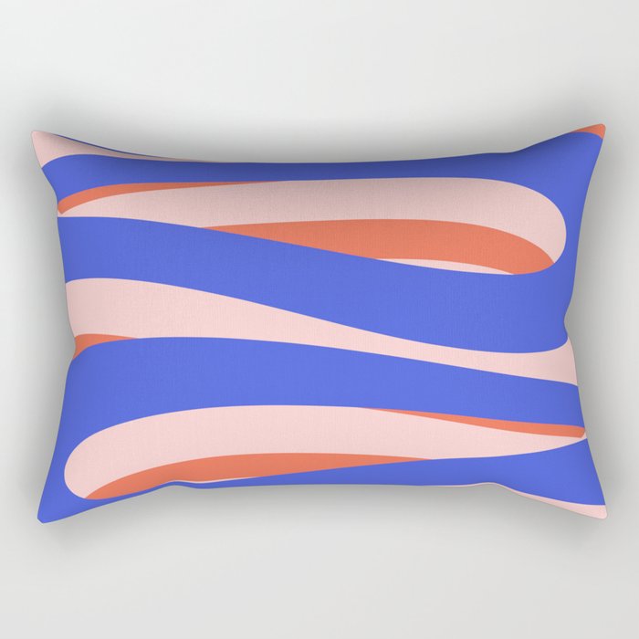Pop Swirl Wavy Abstract Pattern Royal Blue Pink Red Orange Rectangular Pillow Gallery Image 2