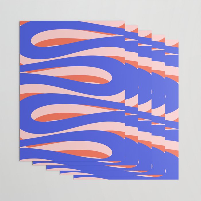 Pop Swirl Wavy Abstract Pattern Royal Blue Pink Red Orange Wrapping Paper Gallery Image 3