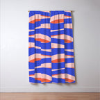 Pop Swirl Wavy Abstract Pattern Royal Blue Pink Red Orange Window Curtain Gallery Image 3