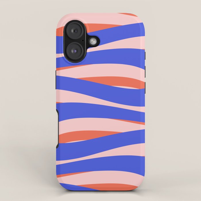 Pop Swirl Wavy Abstract Pattern Royal Blue Pink Red Orange iPhone Case Gallery Image 1