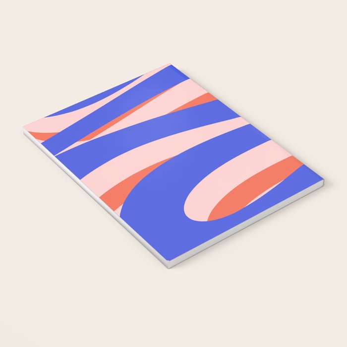 Pop Swirl Wavy Abstract Pattern Royal Blue Pink Red Orange Notebook Gallery Image 3