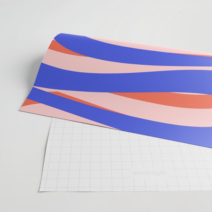 Pop Swirl Wavy Abstract Pattern Royal Blue Pink Red Orange Wrapping Paper Gallery Image 2