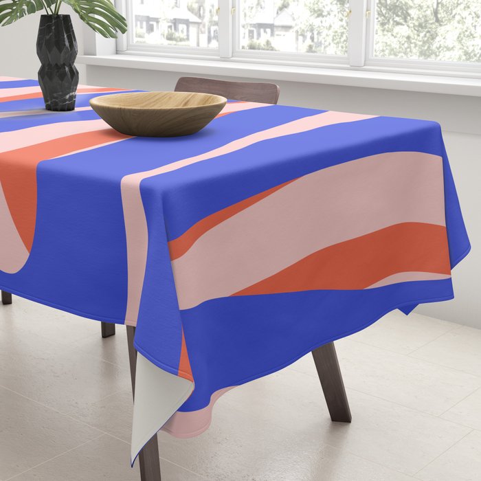 Pop Swirl Wavy Abstract Pattern Royal Blue Pink Red Orange Tablecloth Gallery Image 3