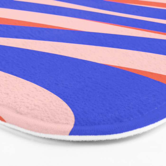 Pop Swirl Wavy Abstract Pattern Royal Blue Pink Red Orange Bath Mat Gallery Image 3