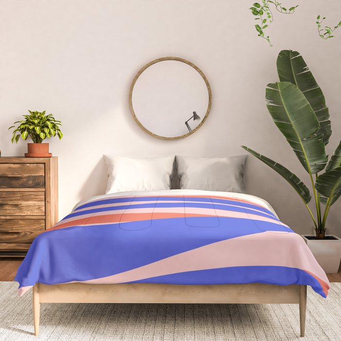 Pop Swirl Wavy Abstract Pattern Royal Blue Pink Red Orange Comforter Gallery Image 3