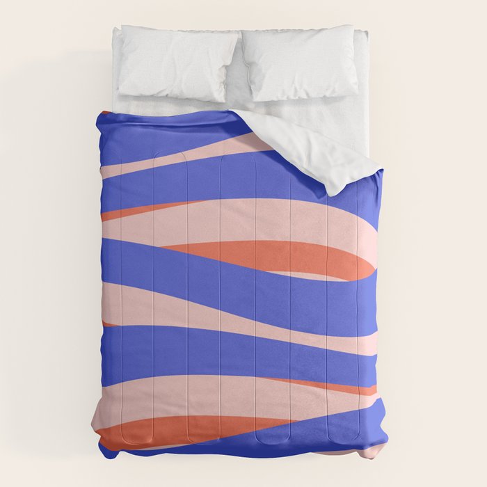 Pop Swirl Wavy Abstract Pattern Royal Blue Pink Red Orange Comforter Gallery Image 1