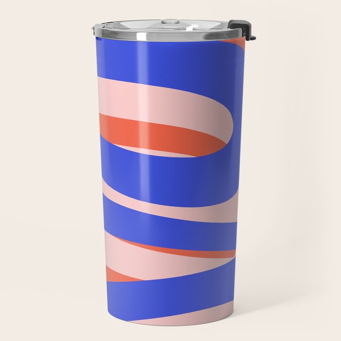 Pop Swirl Wavy Abstract Pattern Royal Blue Pink Red Orange Travel Mug Gallery Image 2