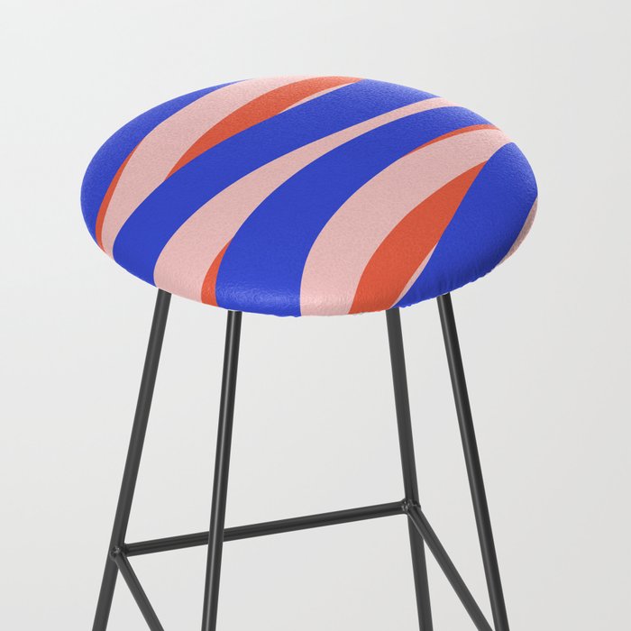 Pop Swirl Wavy Abstract Pattern Royal Blue Pink Red Orange Stool Gallery Image 2