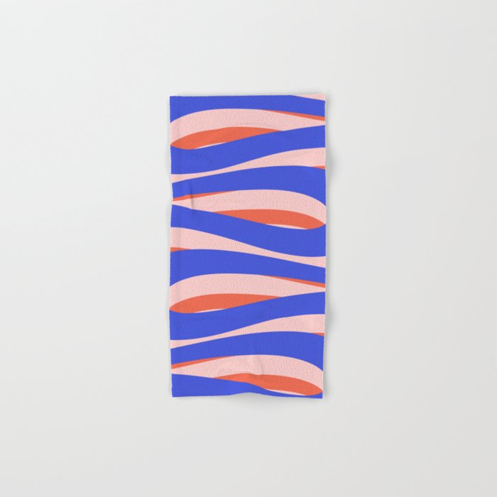Pop Swirl Wavy Abstract Pattern Royal Blue Pink Red Orange Bath Towel Gallery Image 1