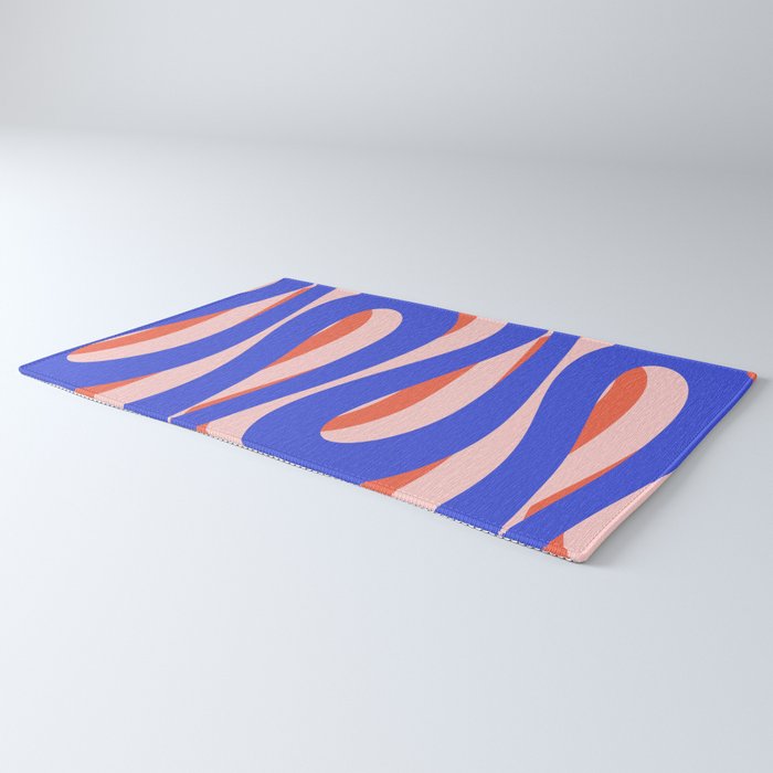 Pop Swirl Wavy Abstract Pattern Royal Blue Pink Red Orange Rug Gallery Image 3