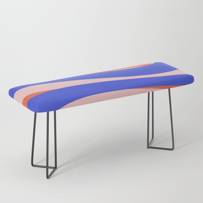 Pop Swirl Wavy Abstract Pattern Royal Blue Pink Red Orange Bench Gallery Image 1