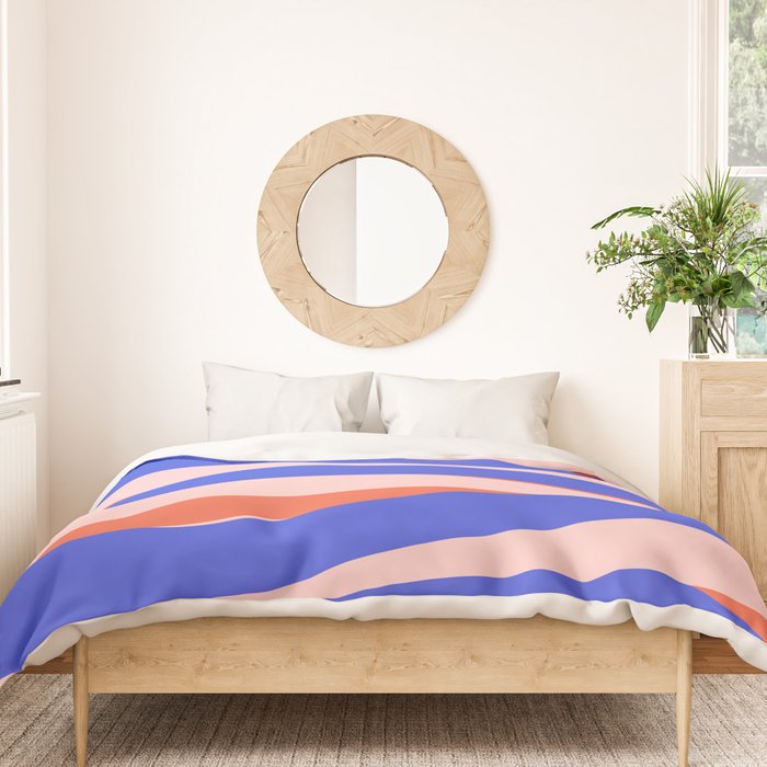 Pop Swirl Wavy Abstract Pattern Royal Blue Pink Red Orange Duvet Cover Gallery Image 3
