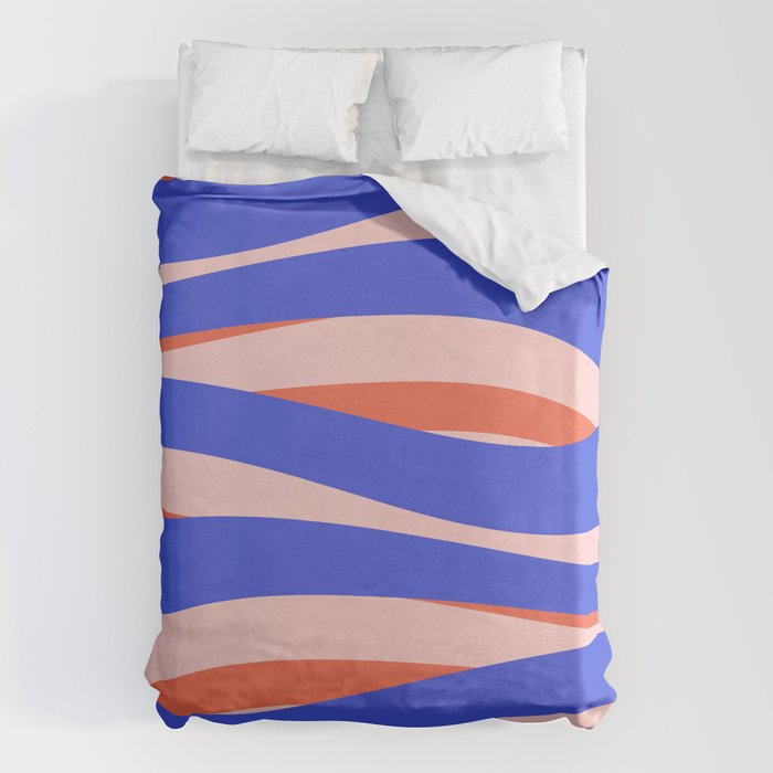 Pop Swirl Wavy Abstract Pattern Royal Blue Pink Red Orange Duvet Cover Gallery Image 6