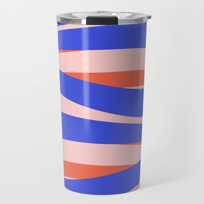 Pop Swirl Wavy Abstract Pattern Royal Blue Pink Red Orange Travel Mug Gallery Image 1