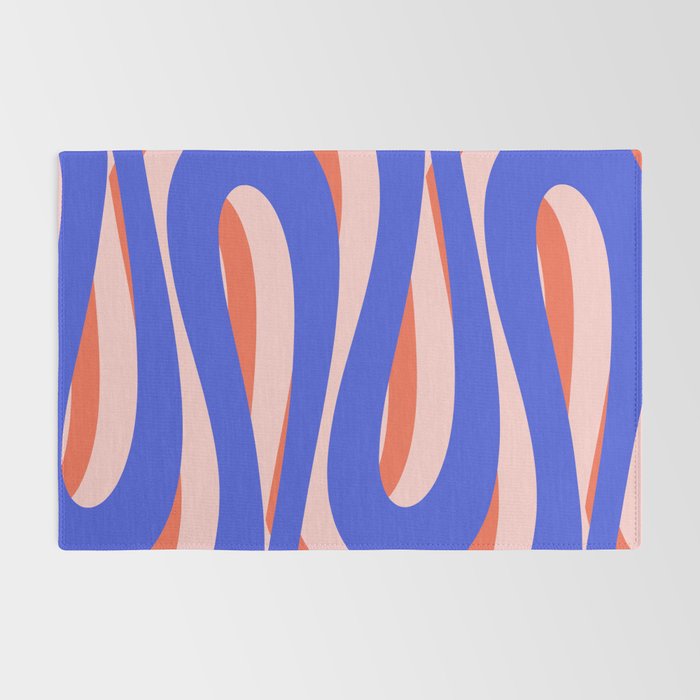 Pop Swirl Wavy Abstract Pattern Royal Blue Pink Red Orange Rug Gallery Image 2