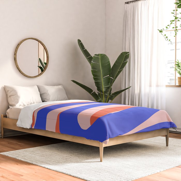 Pop Swirl Wavy Abstract Pattern Royal Blue Pink Red Orange Comforter Gallery Image 2