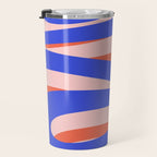 Pop Swirl Wavy Abstract Pattern Royal Blue Pink Red Orange Travel Mug Gallery Image 3