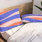 Pop Swirl Wavy Abstract Pattern Royal Blue Pink Red Orange Pillow Sham Gallery Image 2