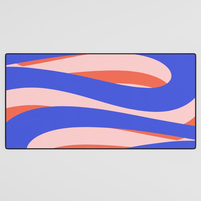 Pop Swirl Wavy Abstract Pattern Royal Blue Pink Red Orange Desk Mat Gallery Image 3