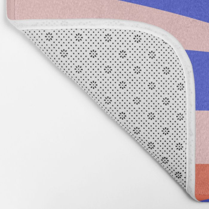 Pop Swirl Wavy Abstract Pattern Royal Blue Pink Red Orange Bath Mat Gallery Image 2