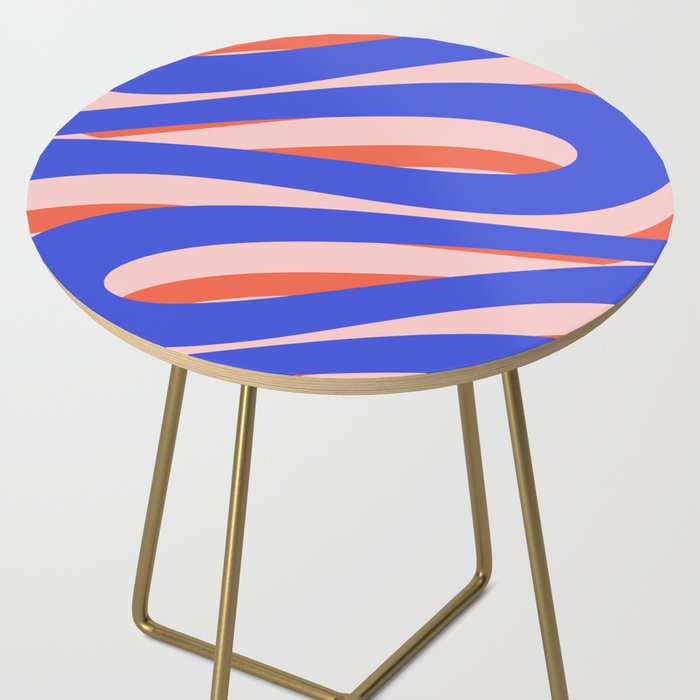 Pop Swirl Wavy Abstract Pattern Royal Blue Pink Red Orange Side Table Gallery Image 2