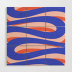 Pop Swirl Wavy Abstract Pattern Royal Blue Pink Red Orange Wood Wall Art Gallery Image 1