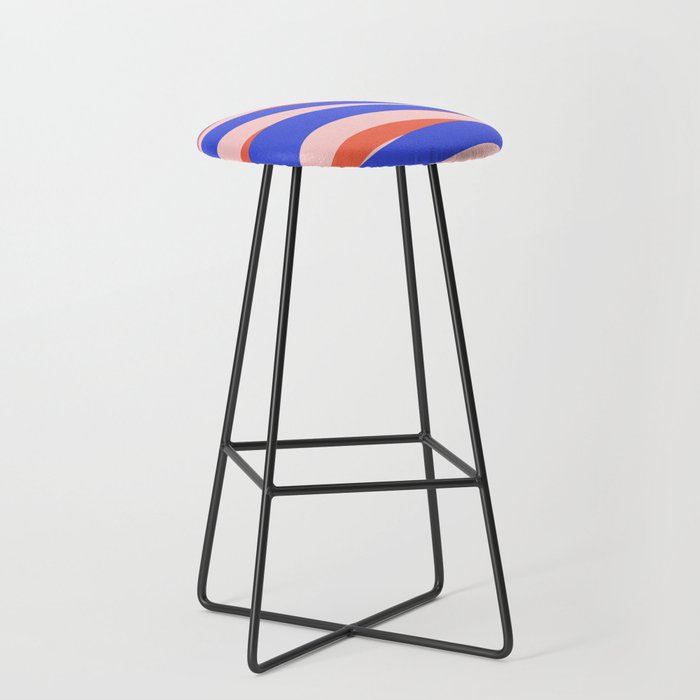 Pop Swirl Wavy Abstract Pattern Royal Blue Pink Red Orange Stool Gallery Image 1