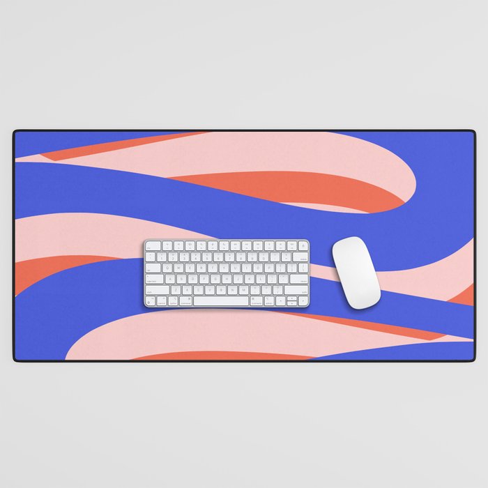 Pop Swirl Wavy Abstract Pattern Royal Blue Pink Red Orange Desk Mat Gallery Image 1