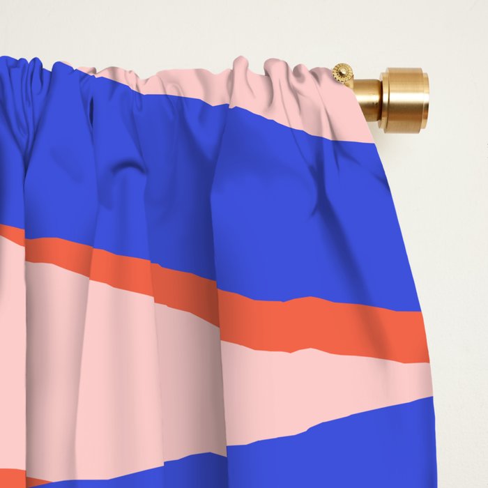 Pop Swirl Wavy Abstract Pattern Royal Blue Pink Red Orange Window Curtain Gallery Image 2