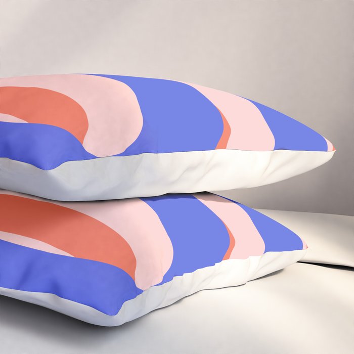 Pop Swirl Wavy Abstract Pattern Royal Blue Pink Red Orange Pillow Sham Gallery Image 3