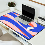 Pop Swirl Wavy Abstract Pattern Royal Blue Pink Red Orange Desk Mat Gallery Image 2