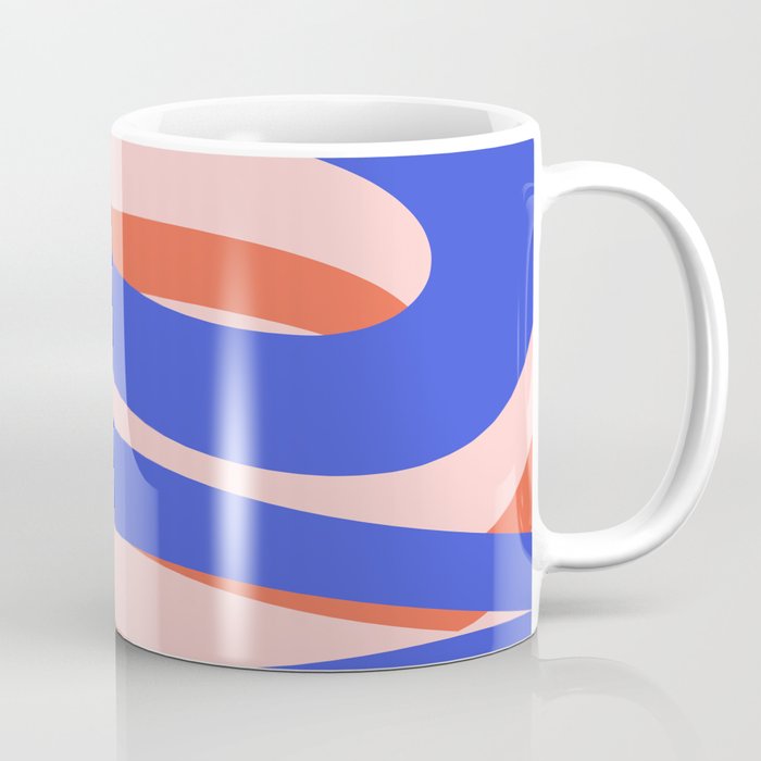 Pop Swirl Wavy Abstract Pattern Royal Blue Pink Red Orange Coffee Mug Gallery Image 1