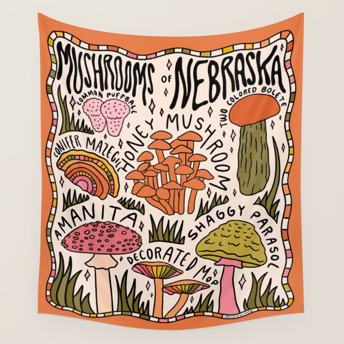 Mushrooms of Nebraska Wall Tapestry Gallery Image 4