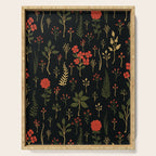 Green, Red-Orange, and Black Floral/Botanical Print Serving Tray Gallery Image 1