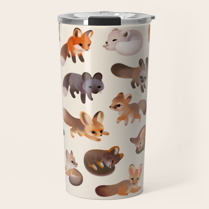 Foxes - beige Travel Mug Gallery Image 1