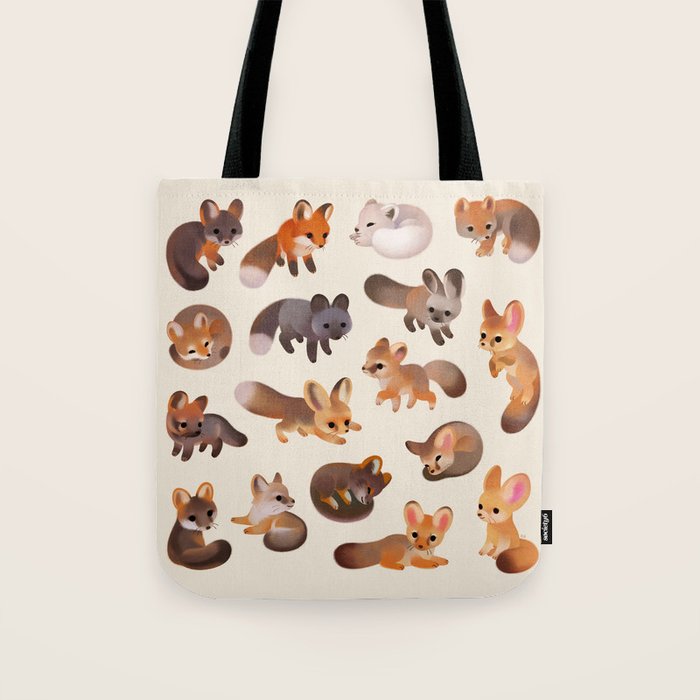 Foxes - beige Tote Bag Gallery Image 1