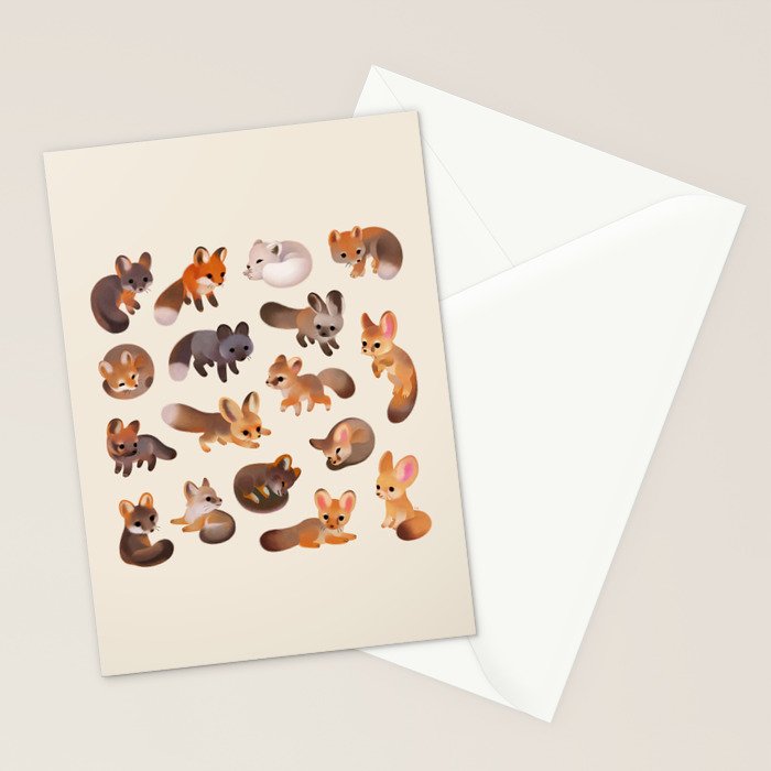 Foxes - beige Stationery Card Gallery Image 2