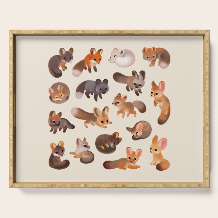 Foxes - beige Serving Tray Gallery Image 1