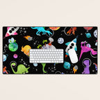 Dinosaur Astronauts In Outer Space Desk Mat Gallery Image 1