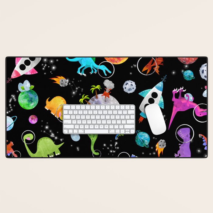 Dinosaur Astronauts In Outer Space Desk Mat Gallery Image 1