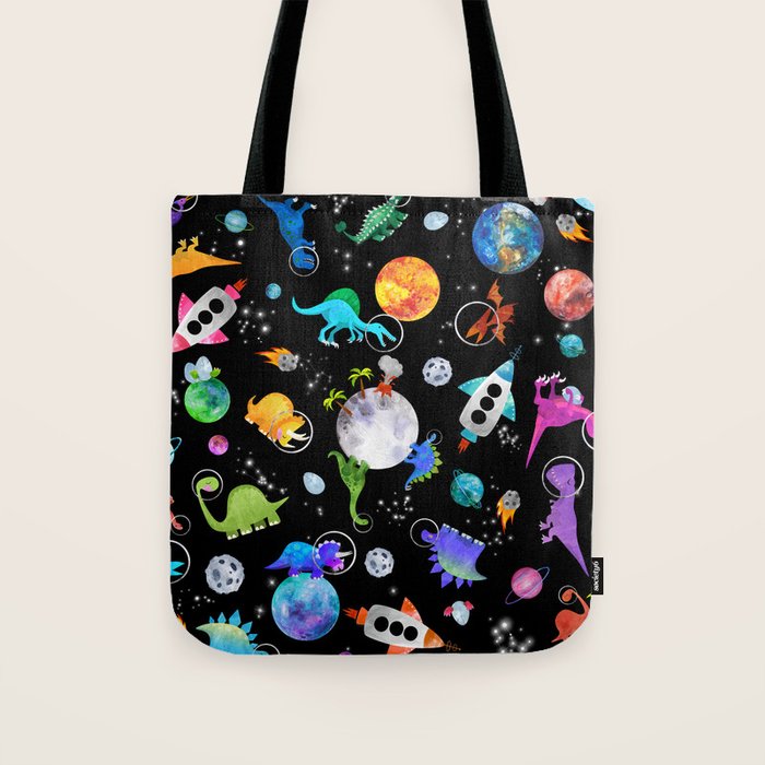 Dinosaur Astronauts In Outer Space Tote Bag Gallery Image 1