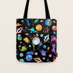 Dinosaur Astronauts In Outer Space Tote Bag Gallery Image 1