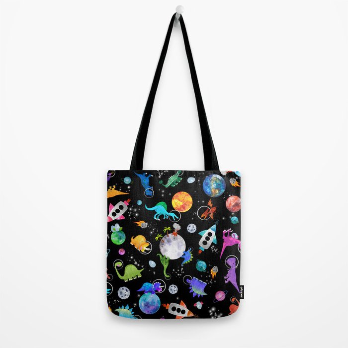 Dinosaur Astronauts In Outer Space Tote Bag Gallery Image 2
