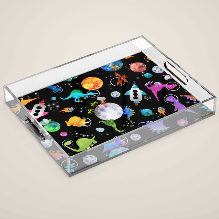 Dinosaur Astronauts In Outer Space Acrylic Tray Gallery Image 1